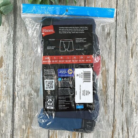 Hanes Cotton Soft Breathable Assorted Boxer Briefs Underwear 6 Pack Size 2XL - Picture 2 of 10